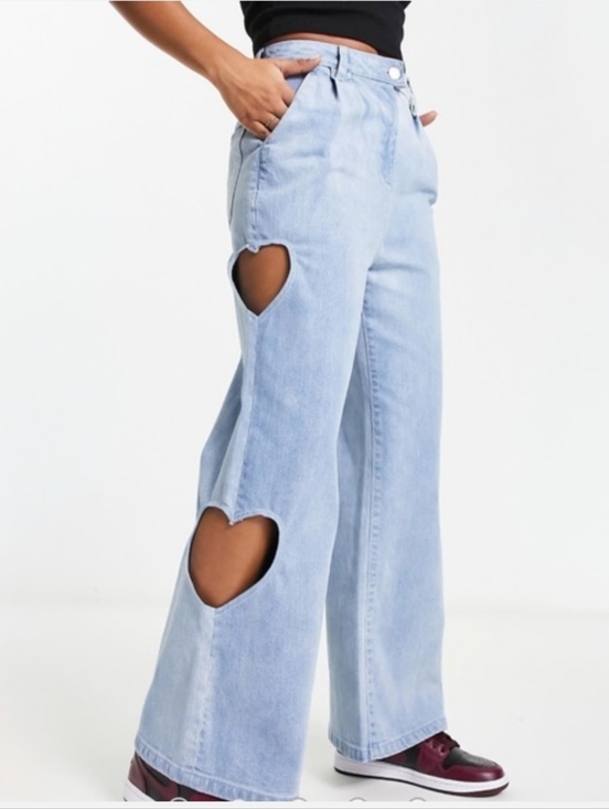 NATIVE YOUTH Denim - Free People x Native Youth Heart Cut Out Wide Leg Jeans Size Small
